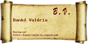 Bankó Valéria névjegykártya